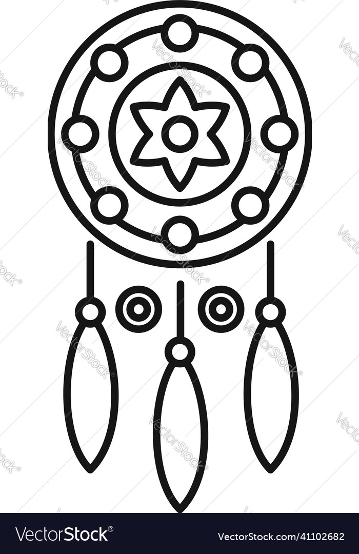 Dream Catcher Icon With Feathers Vector, A Lineal Icon Depicting