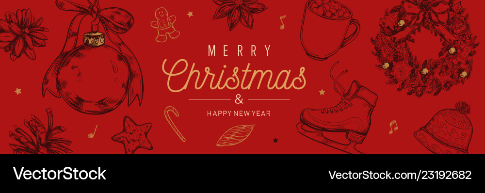 Christmas And New Year Banner Background Vector Image