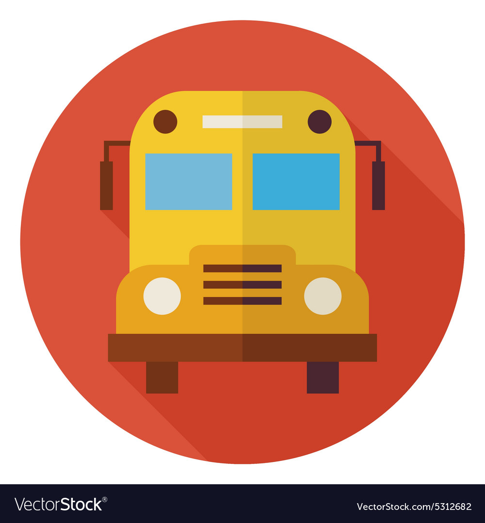 Flat school and education bus circle icon