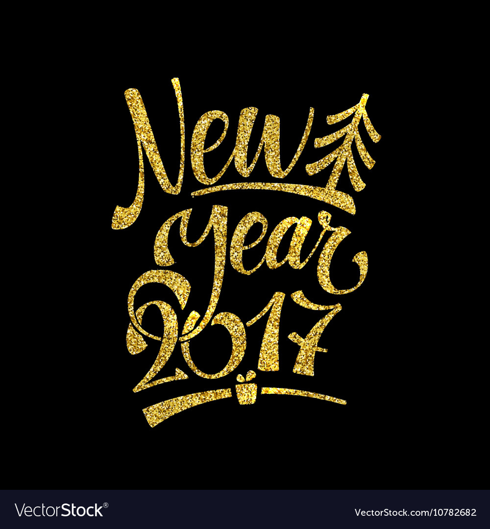 Gold happy new year card golden shiny glitter Vector Image