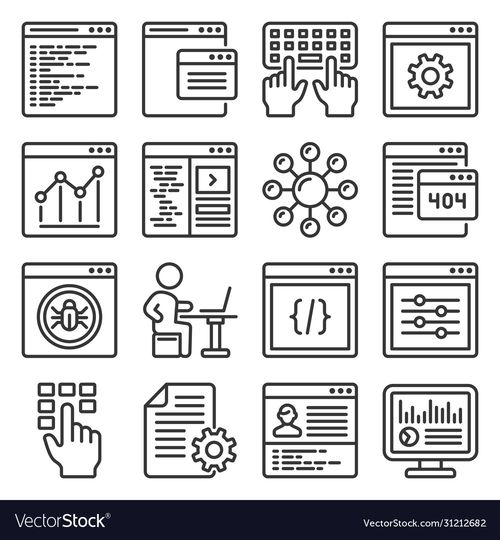 Progrmming Code And Coding Icons Set Line Style Vector Image