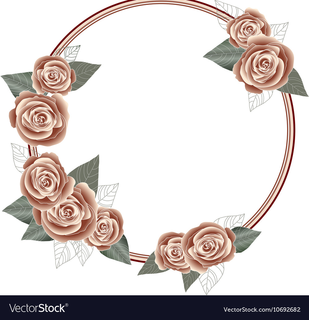 Rose frame for a postcard circle Royalty Free Vector Image