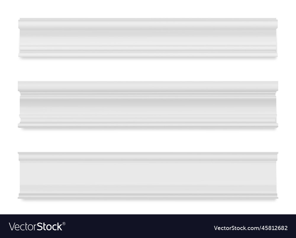 Set of white skirting baseboard molding plaster vector image Set of white skirting baseboard molding plaster