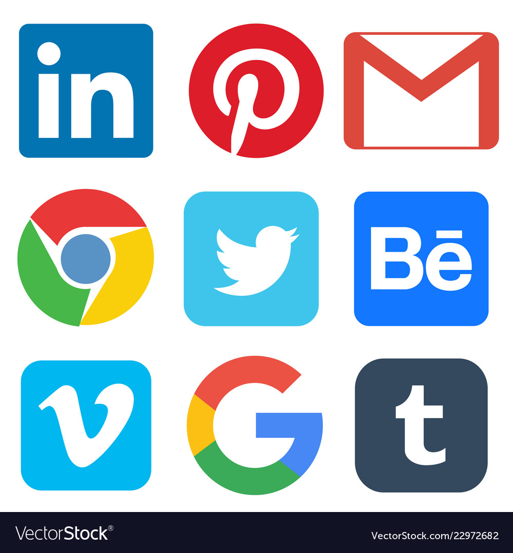 Social Media Icon For Linkedin Pinterest Gmail Vector Image