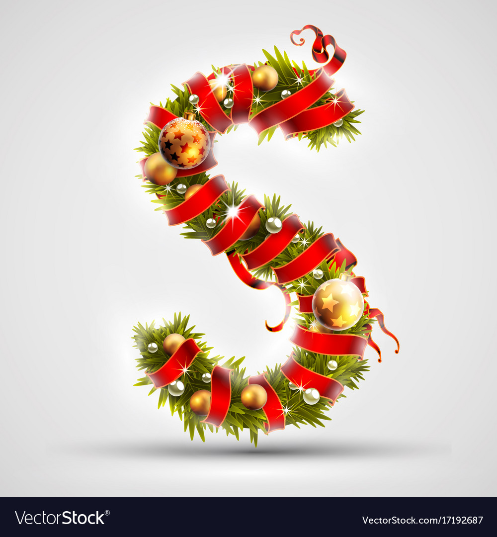 Christmas Font Letter S Of Tree Royalty Free Vector Image