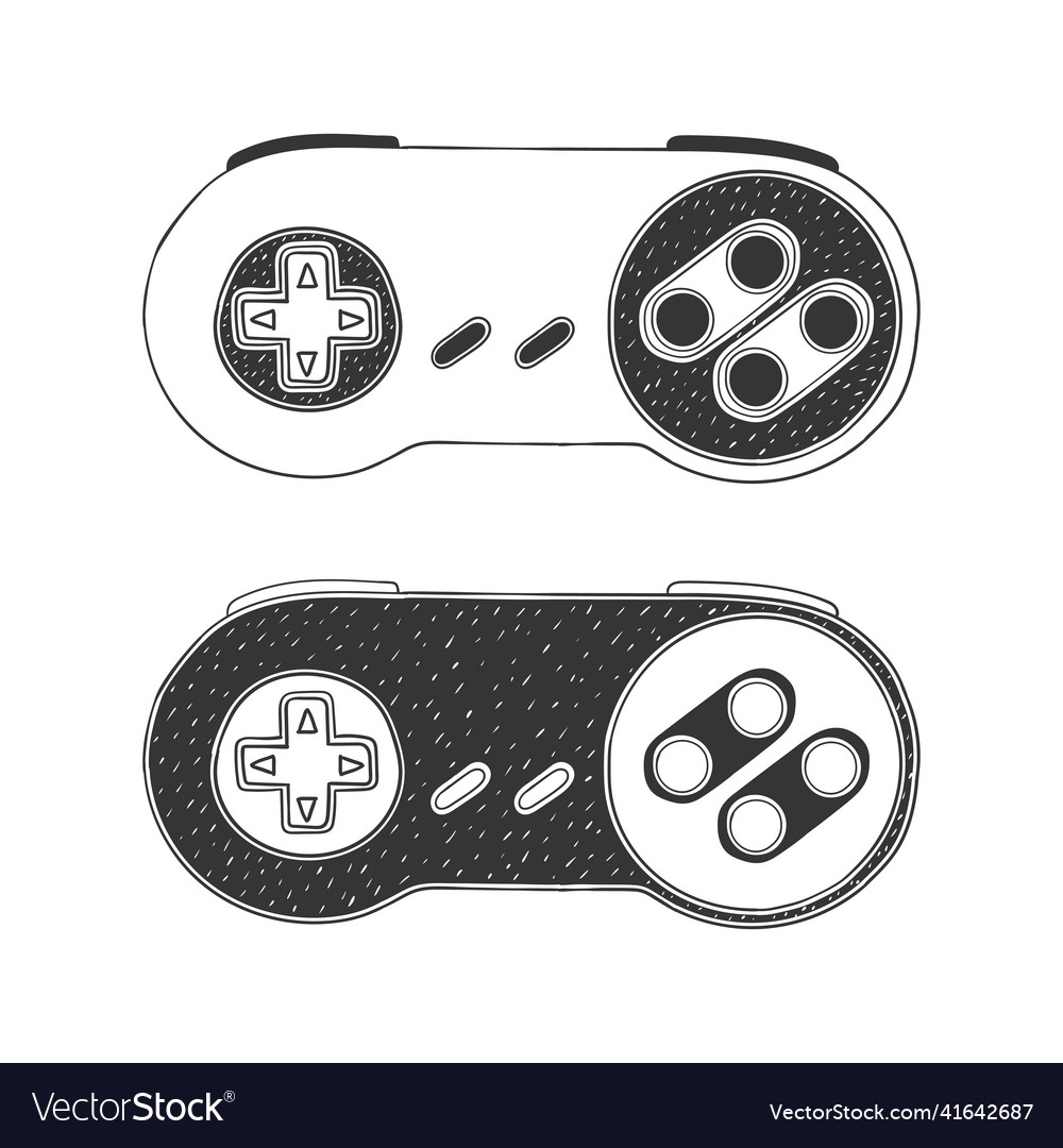 Joypad joystick image hand-drawn gamepad Vector Image