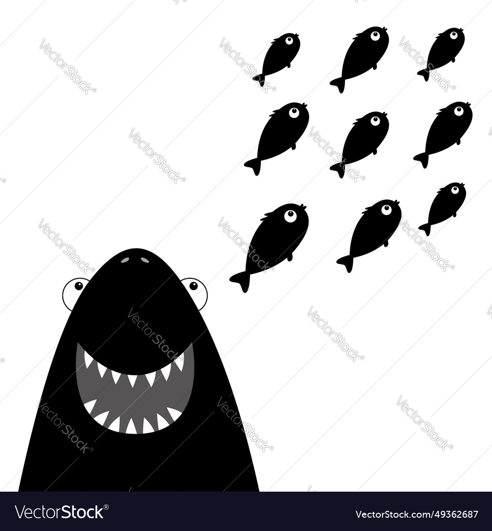 Shark head face with big open mouth and sharp Vector Image