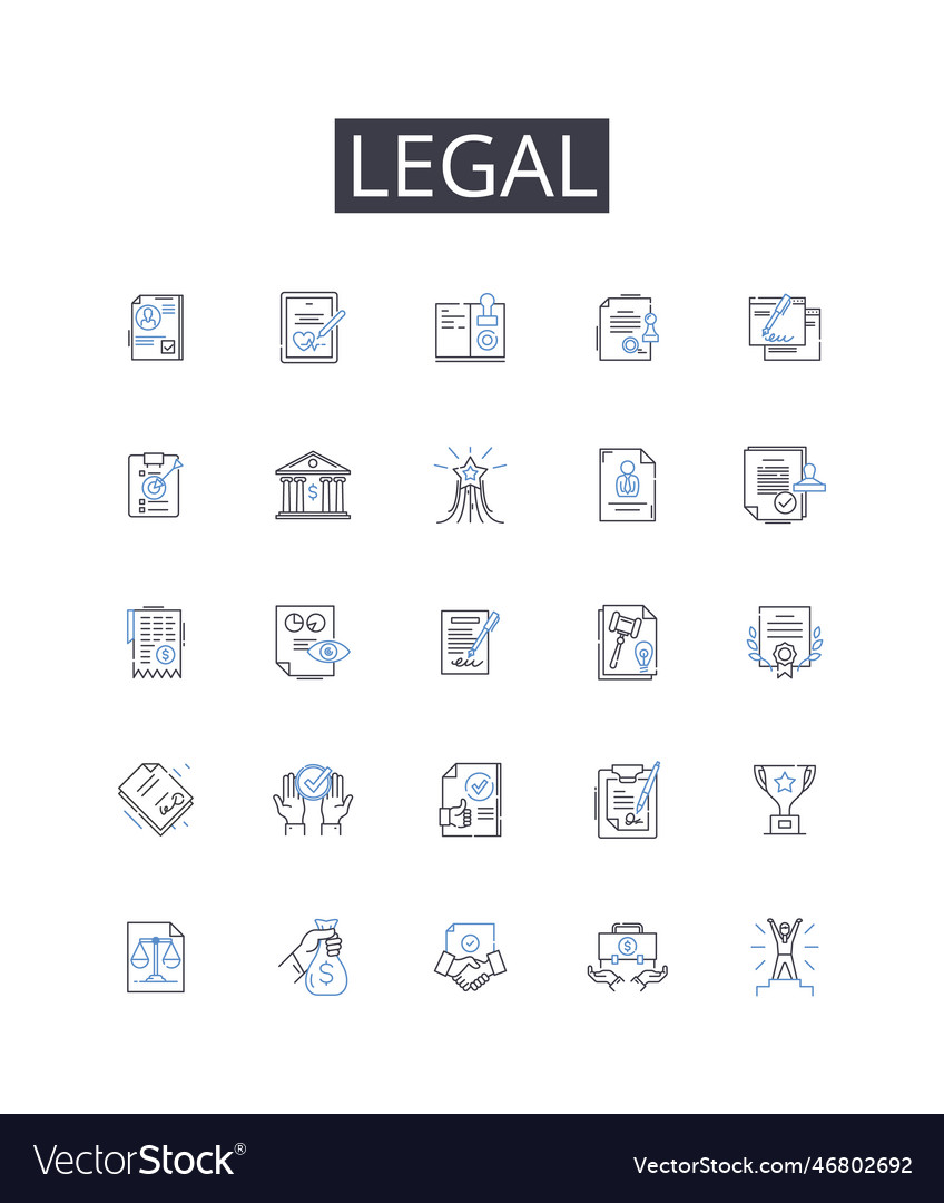 Legal line icons collection lawful authorized Vector Image