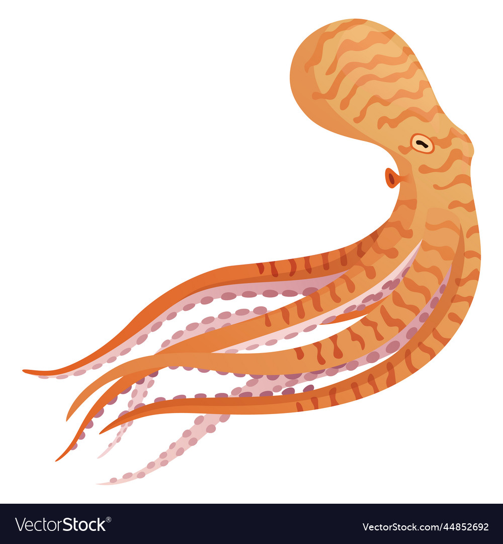 Octopus cartoon flat character with suckers Vector Image