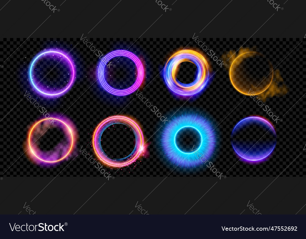 Optical halo flares with neon light effect Vector Image