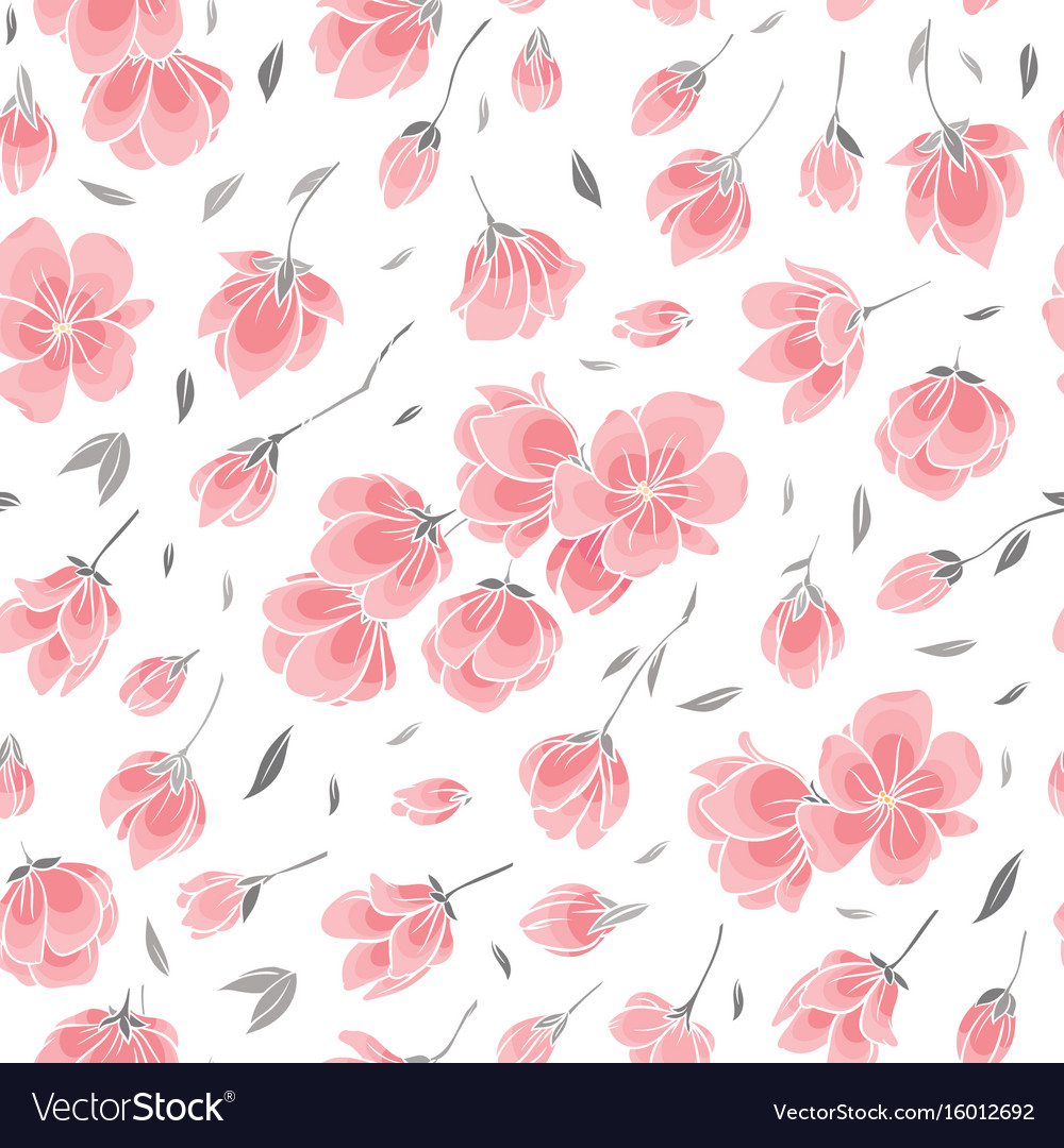 Seamless Background Pattern Pink Sakura Blossom Vector Image 6448