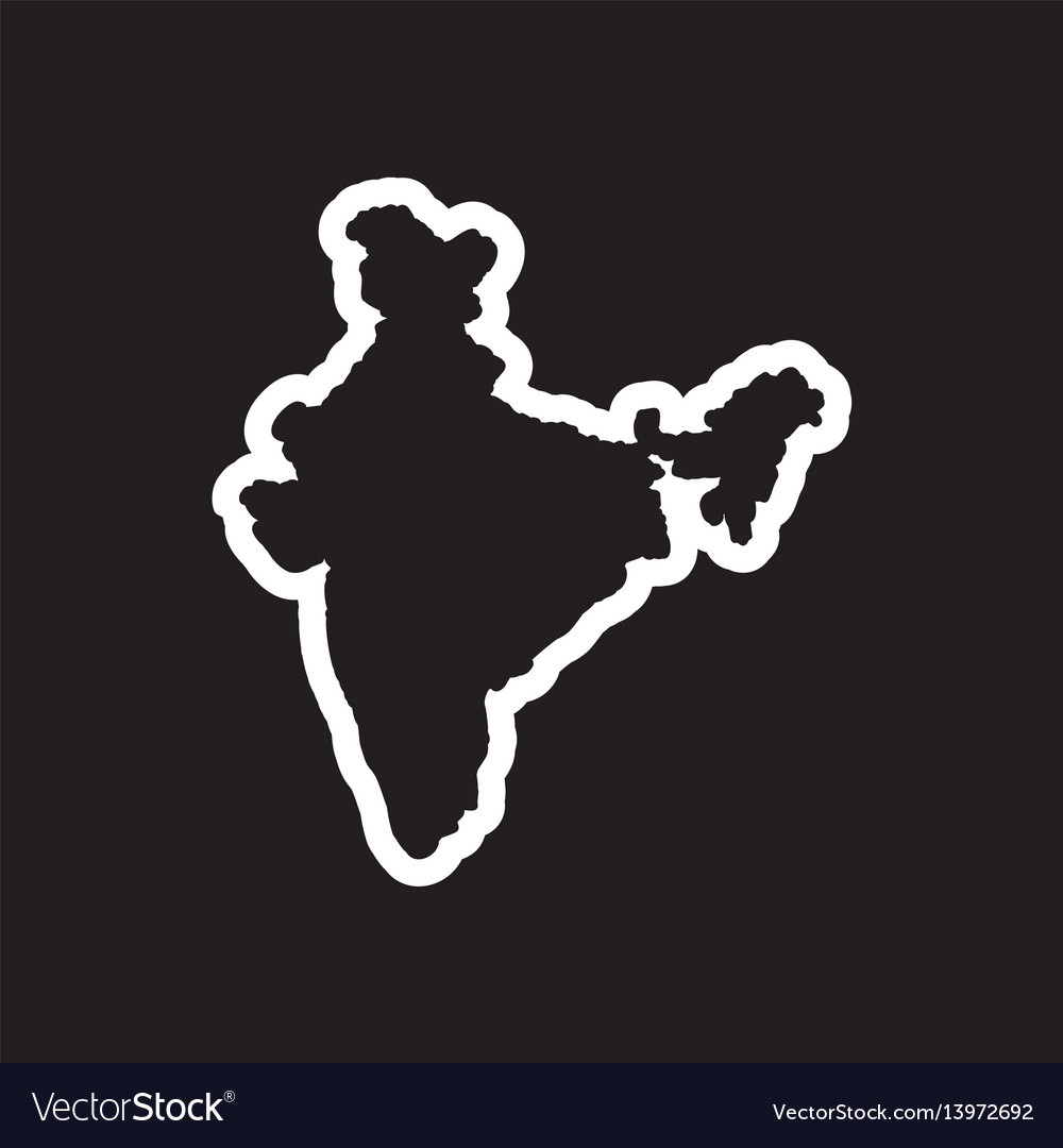 Stylish black and white icon map india Royalty Free Vector