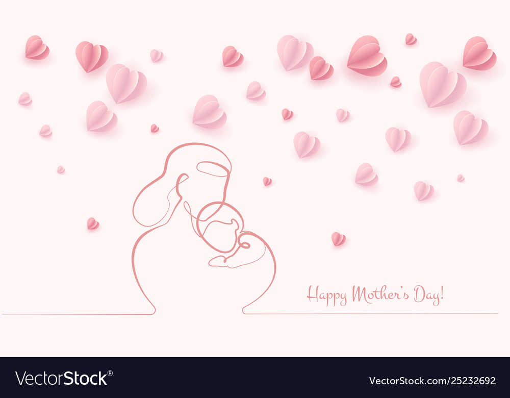 Woman hold her baby with air balloons Royalty Free Vector