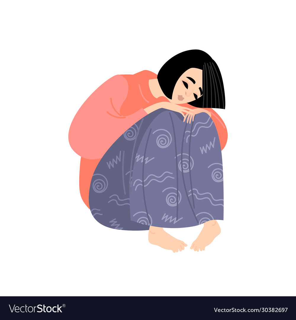 A sad girl Royalty Free Vector Image - VectorStock