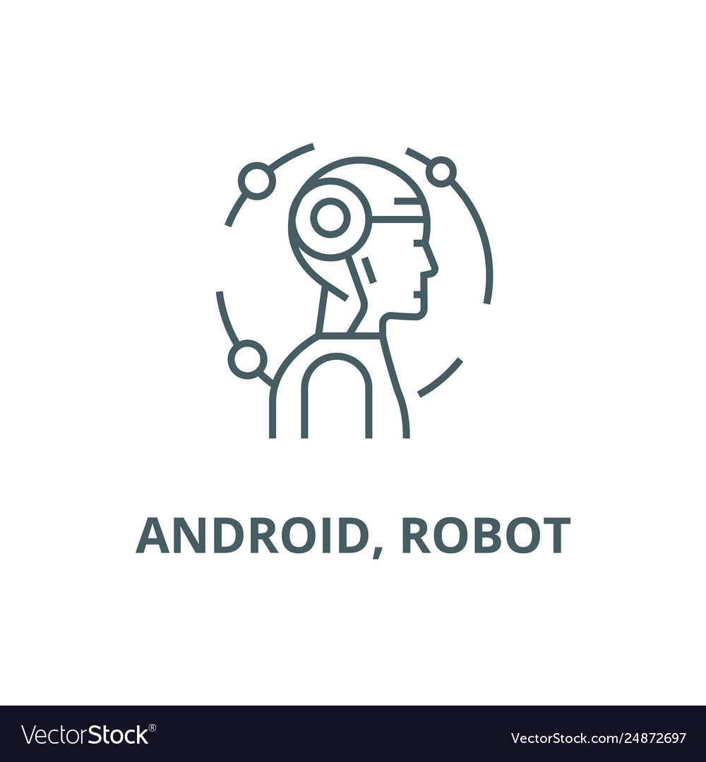 Android robot line icon Royalty Free Vector Image