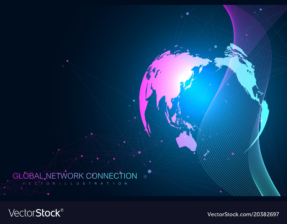Big data visualization with a world globe Vector Image