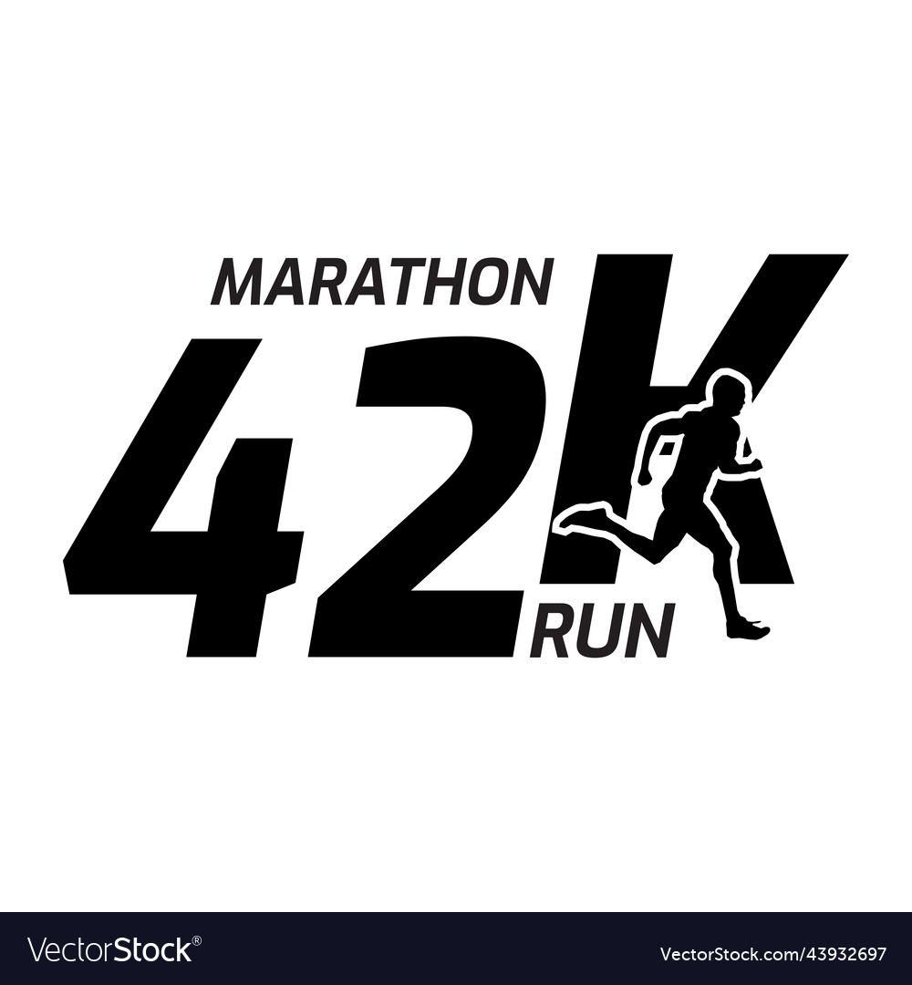 Black silhouette marathon run event logo template Vector Image