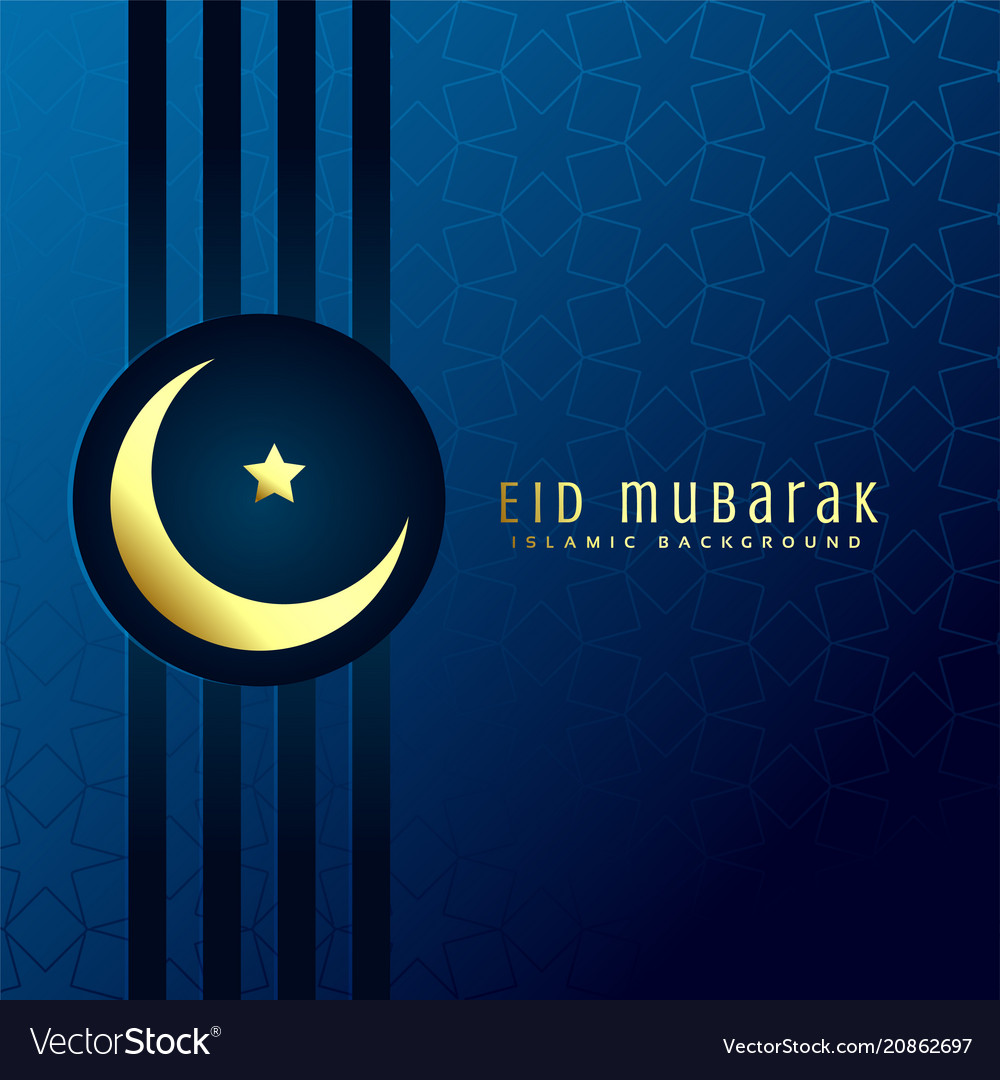 Eid mubarak festival greeting with golden moon Vector Image