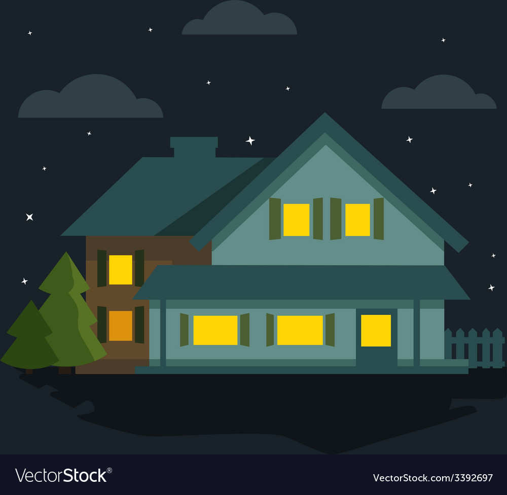 Night the house Royalty Free Vector Image - VectorStock