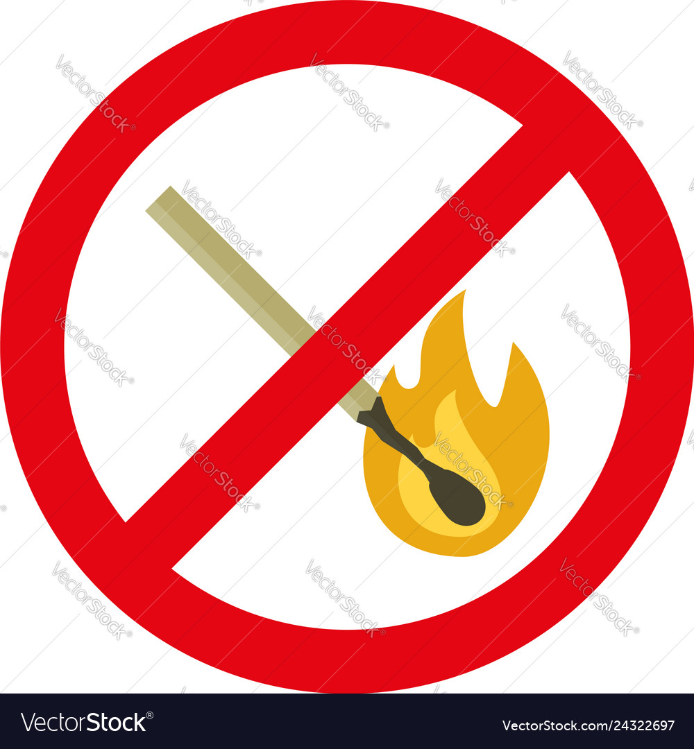 No fire sign icon flat style Royalty Free Vector Image