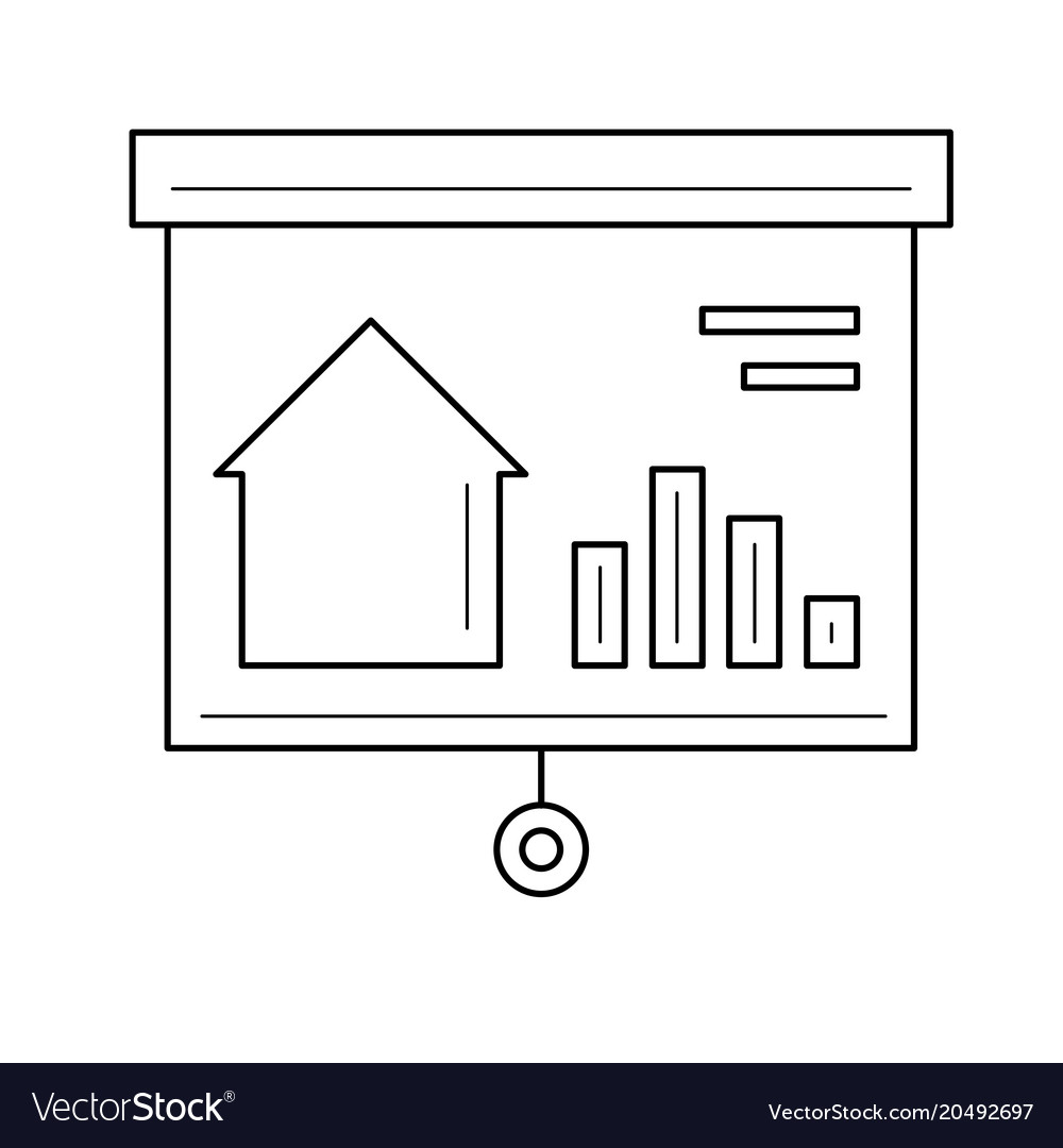 Presentation board for real estate market icon