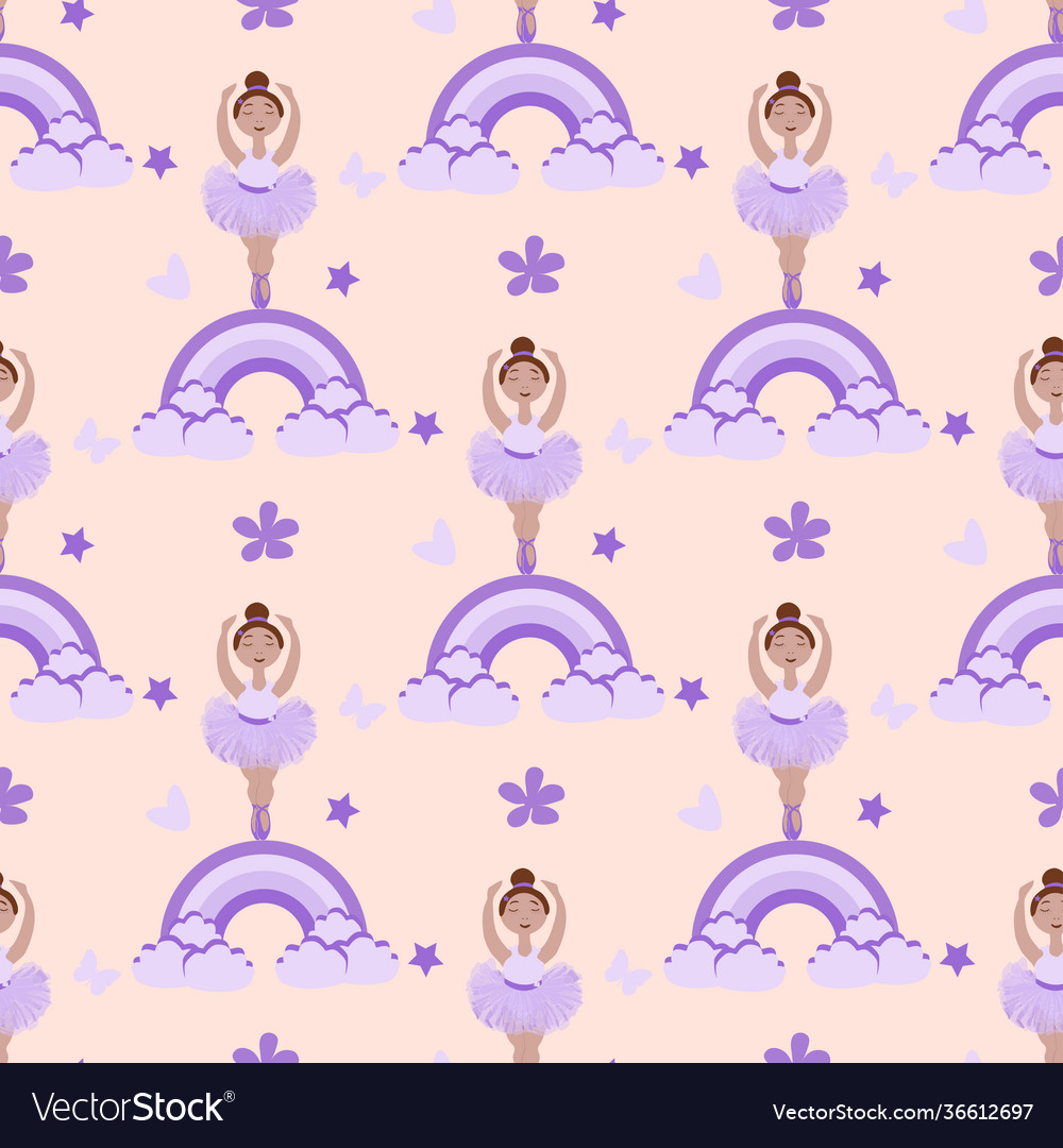 Seamless pattern with a little ballerina