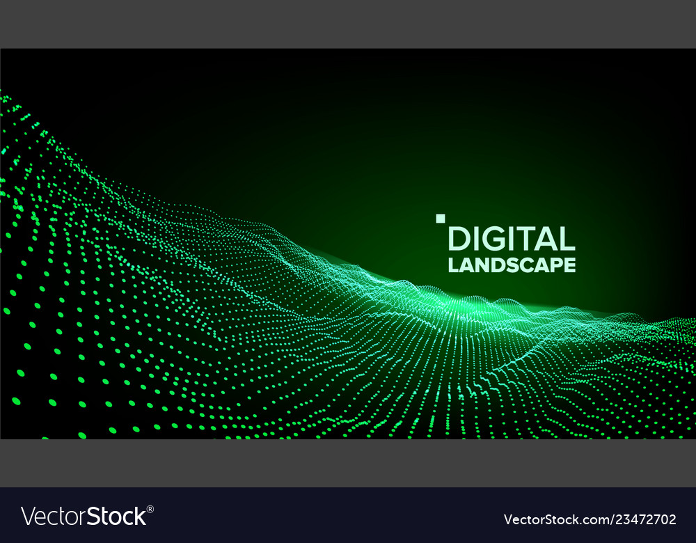 Abstract landscape particle wireframe big Vector Image