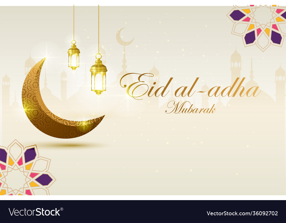 Eid al adha mubarak template islamic ornate Vector Image