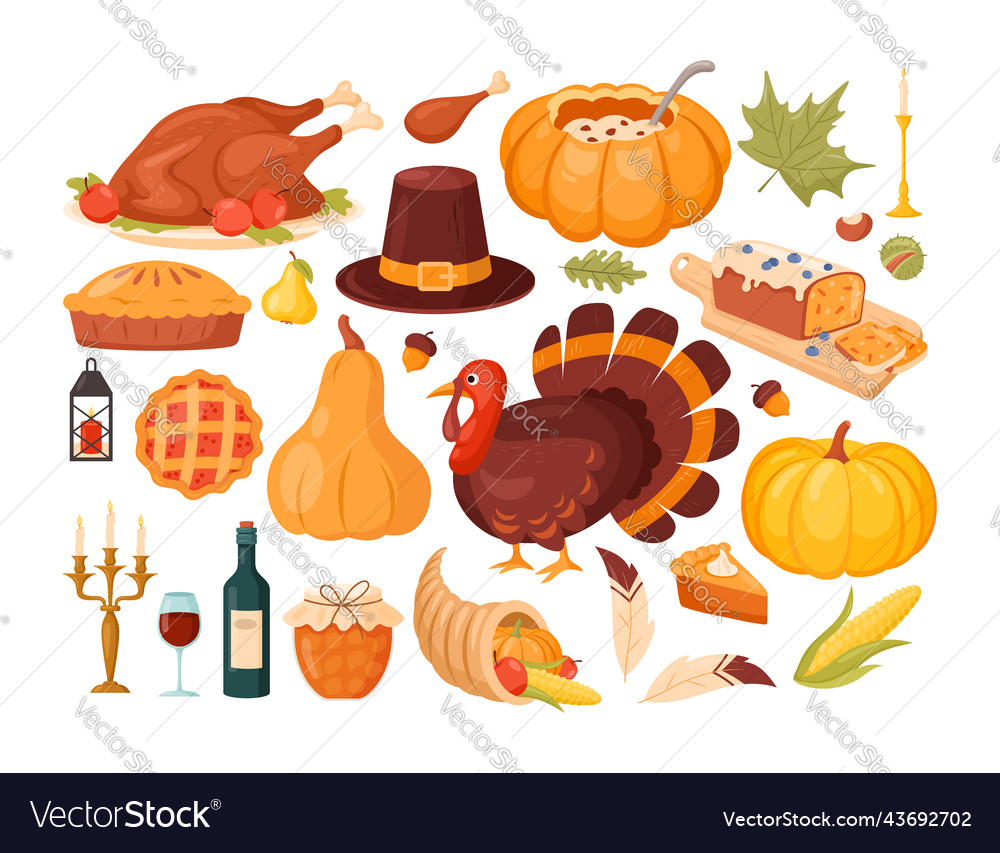 Happy thanksgiving day icons vector image Happy thanksgiving day icons