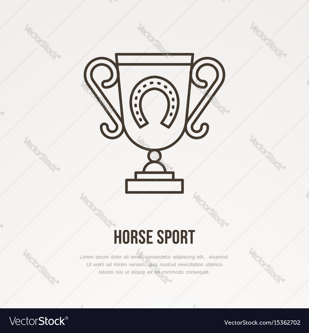 Polo champion trophy linear icon golden cup