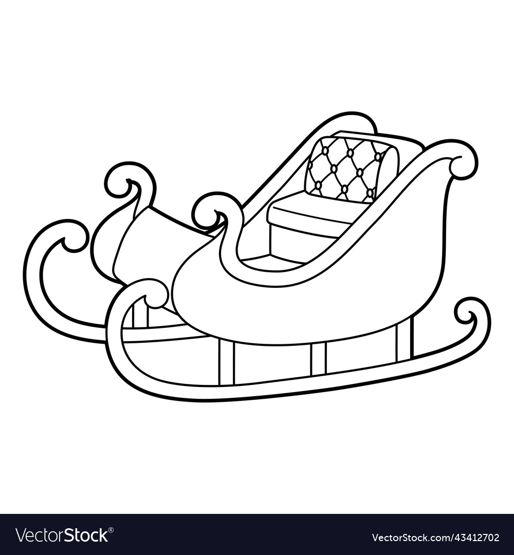 X-mas sleigh vehicle coloring page for kids Vector Image