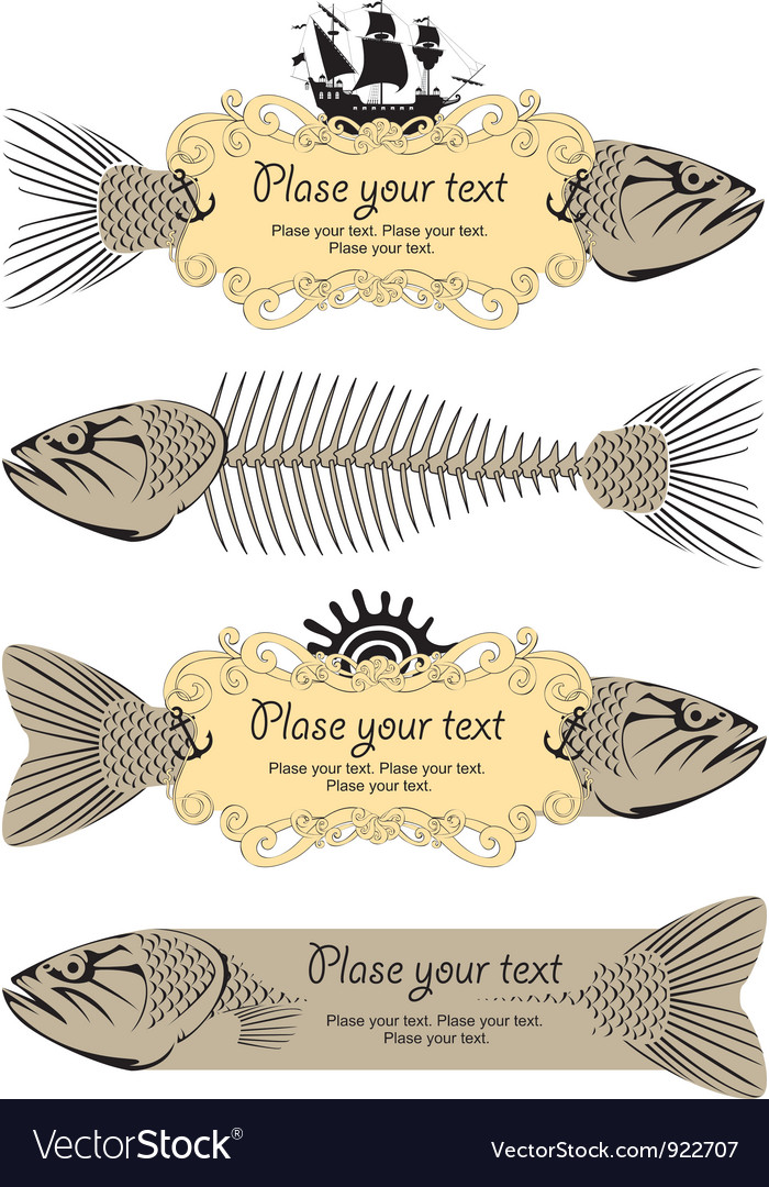 Banner Signs With Fish Royalty Free Vector Image