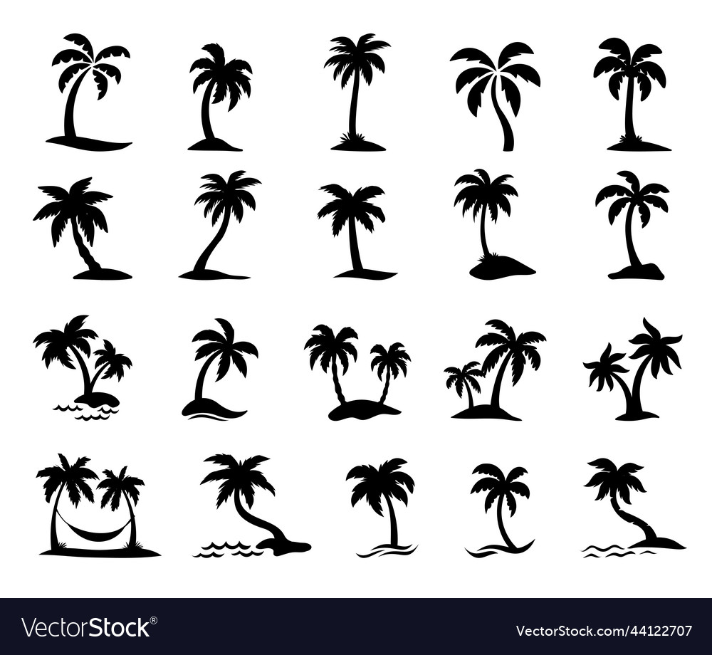 Coconut Tree Silhouette On The Beach By Sea Vector Image