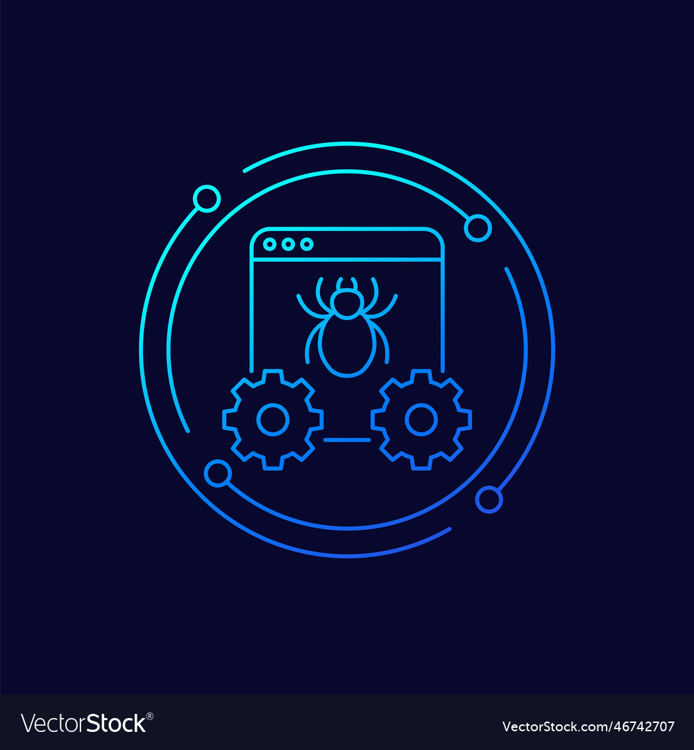 Computer bug debugging icon linear design