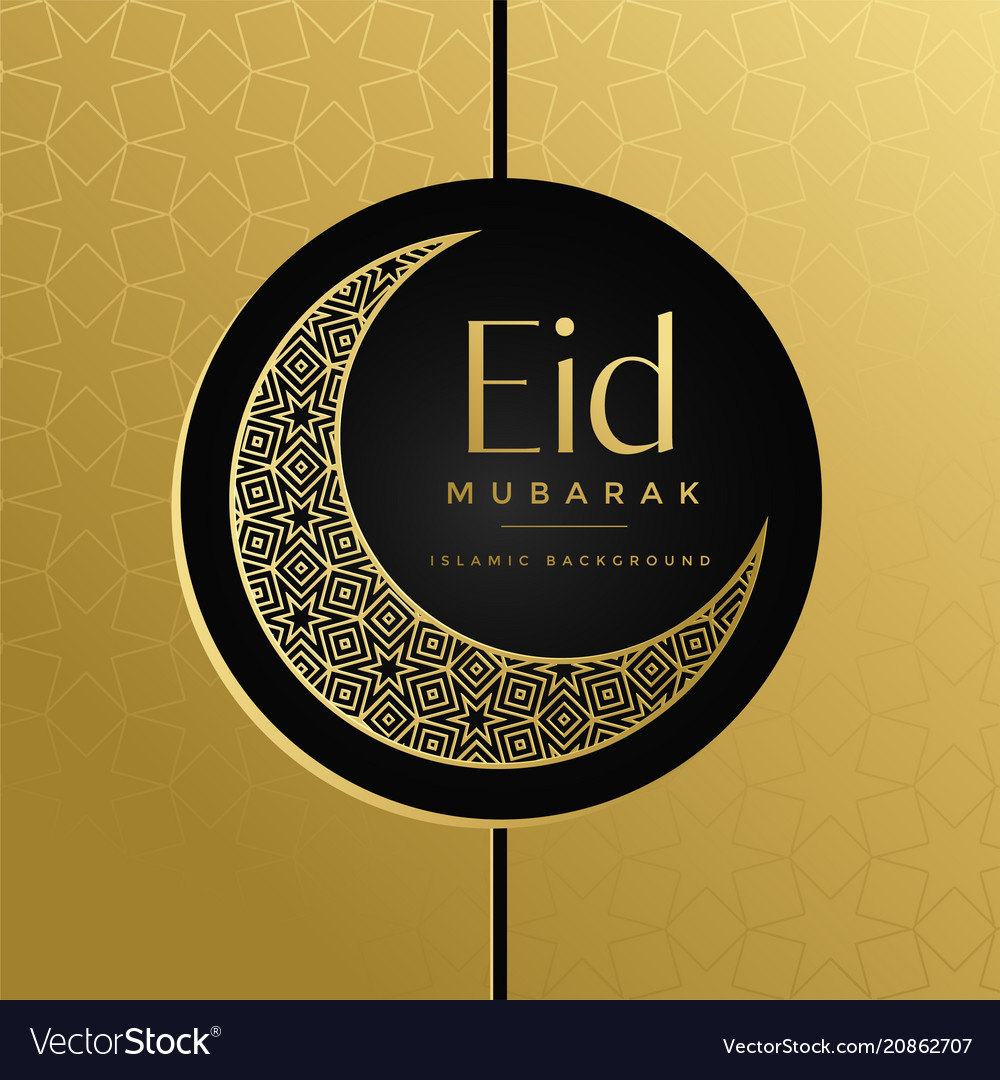 Creative eid moon decorative golden design Vector Image