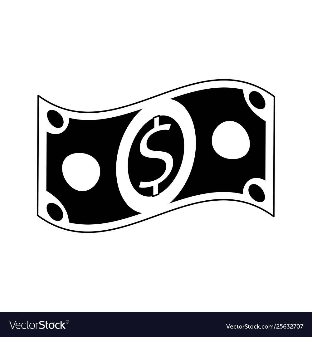 Money cash billet cartoon isolated in black Vector Image