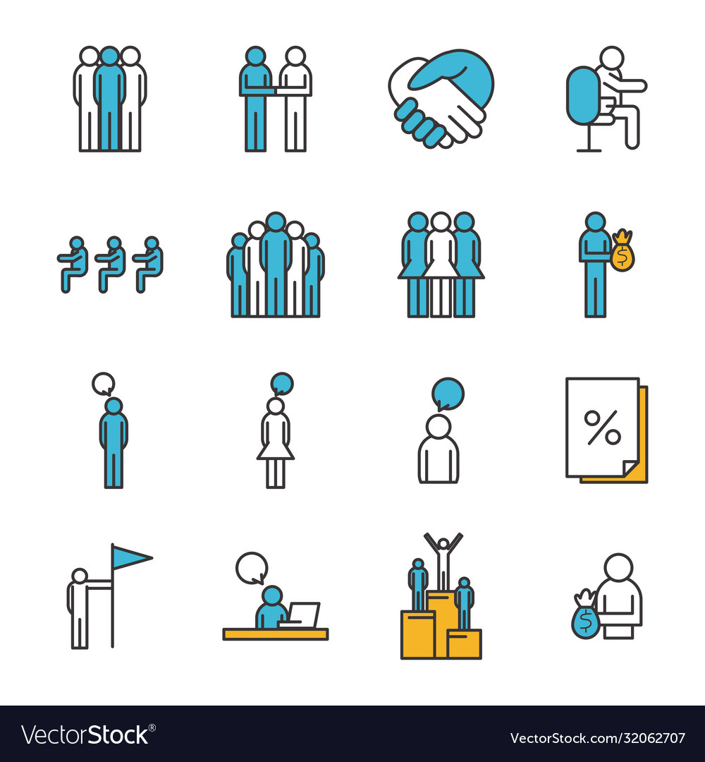 People line and fill style icon set design