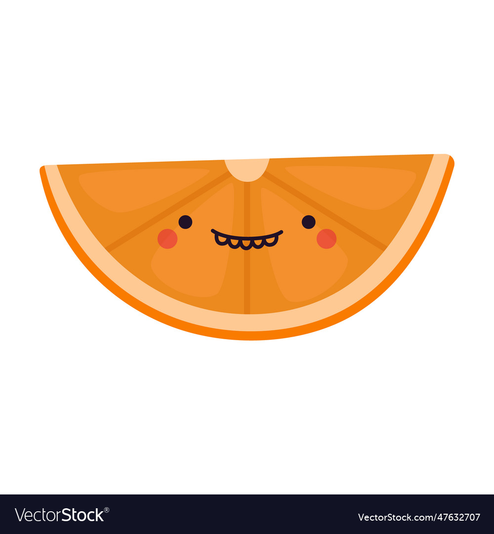 Slice of orange in kawaii style Royalty Free Vector Image