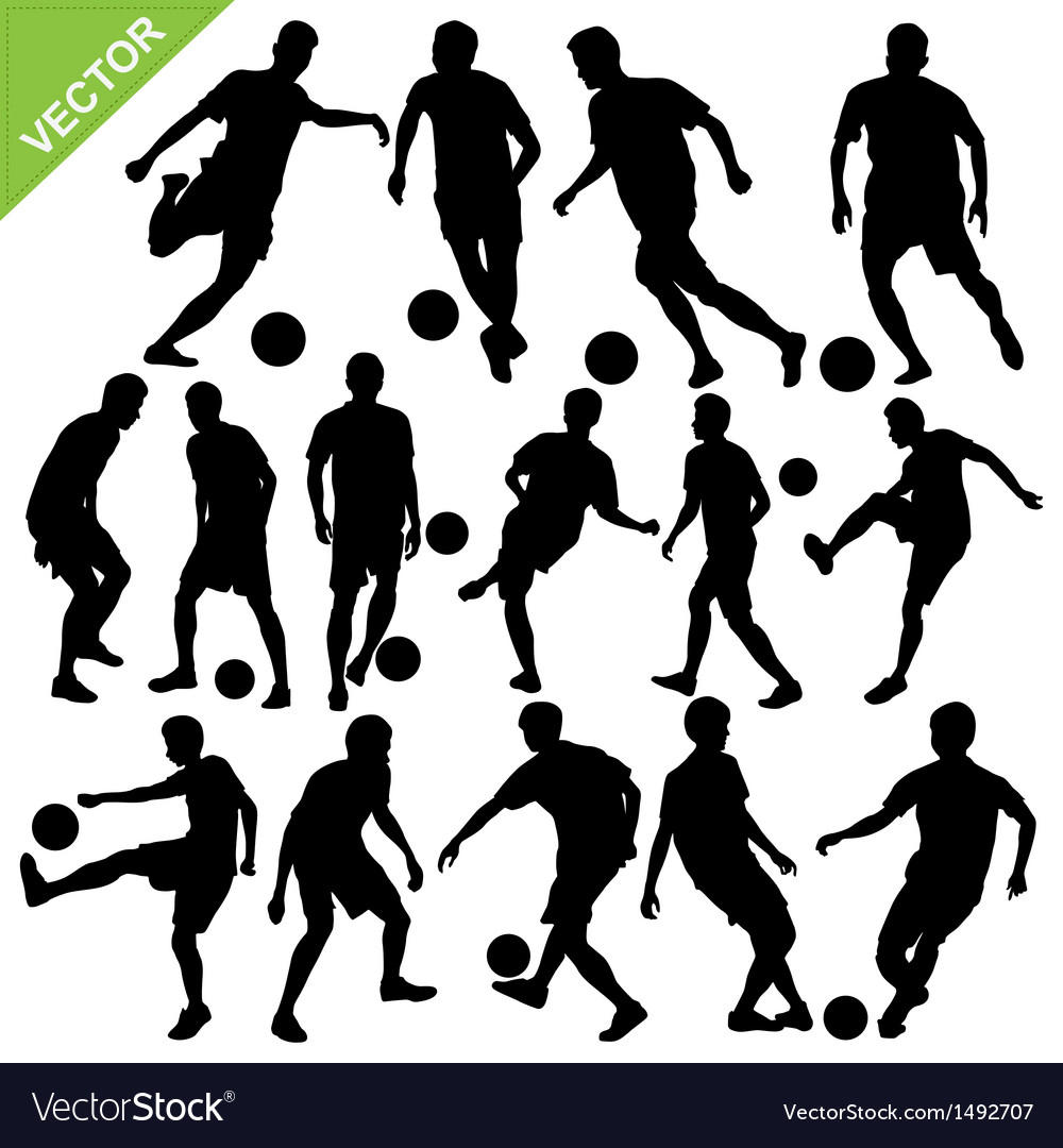 Soccer players silhouettes Royalty Free Vector Image