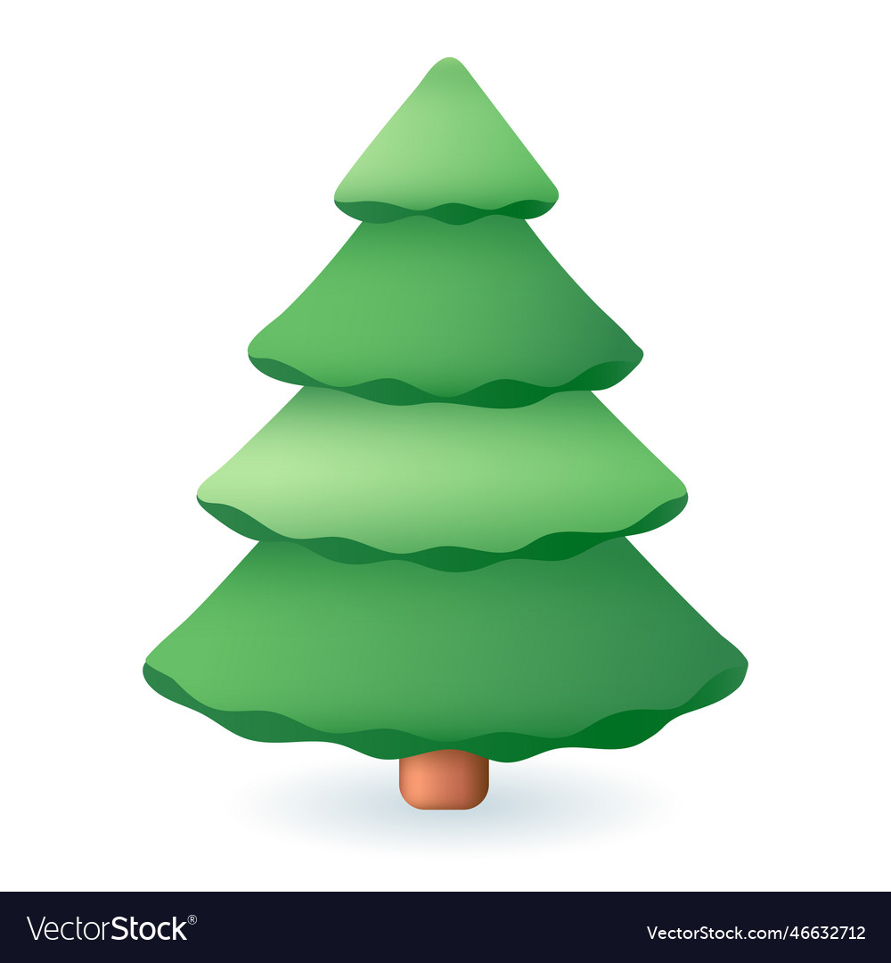 3d Cartoon Stil Fir oder Weihnachten Baum Ikone