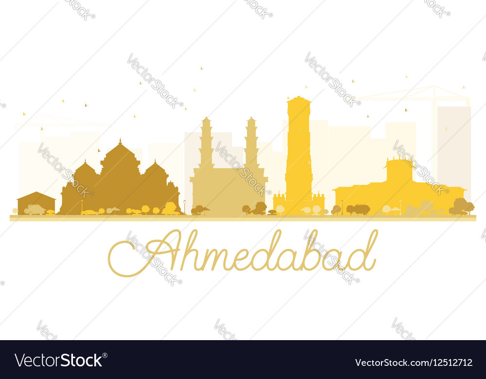 Ahmedabad City Skyline Golden Silhouette Vector Image