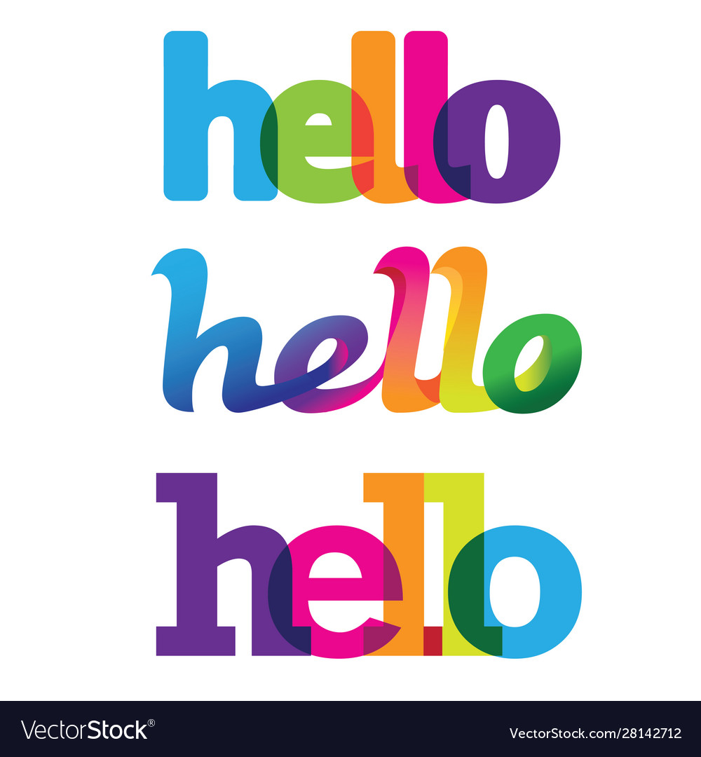 Hello greetings colorful wordmark designs Vector Image