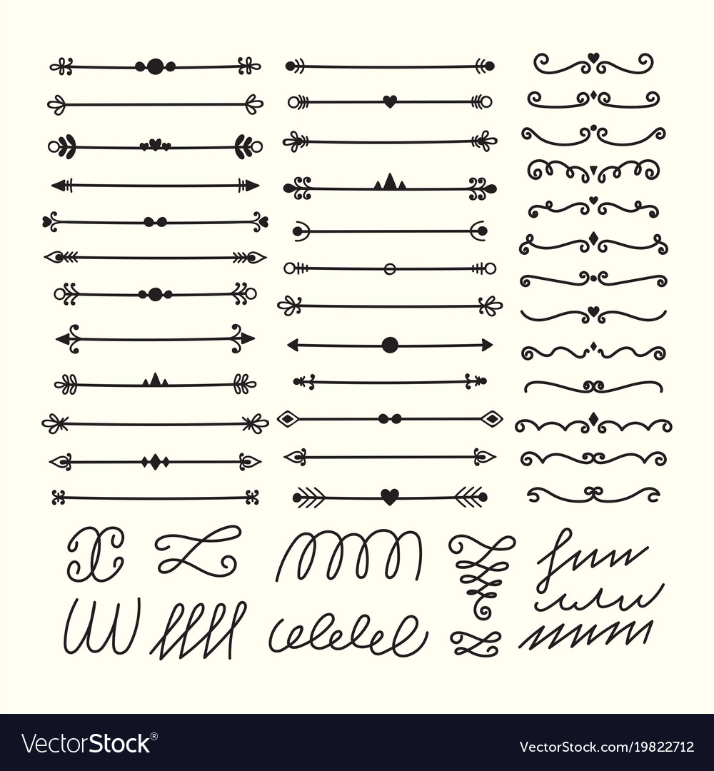 Lines borders and dividers hand drawn Royalty Free Vector