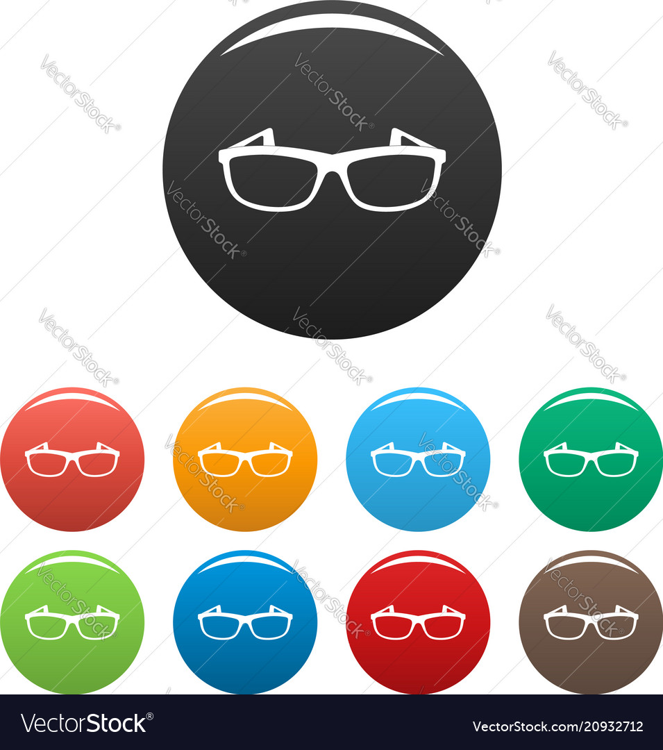 Modern spectacles icons set color Royalty Free Vector Image