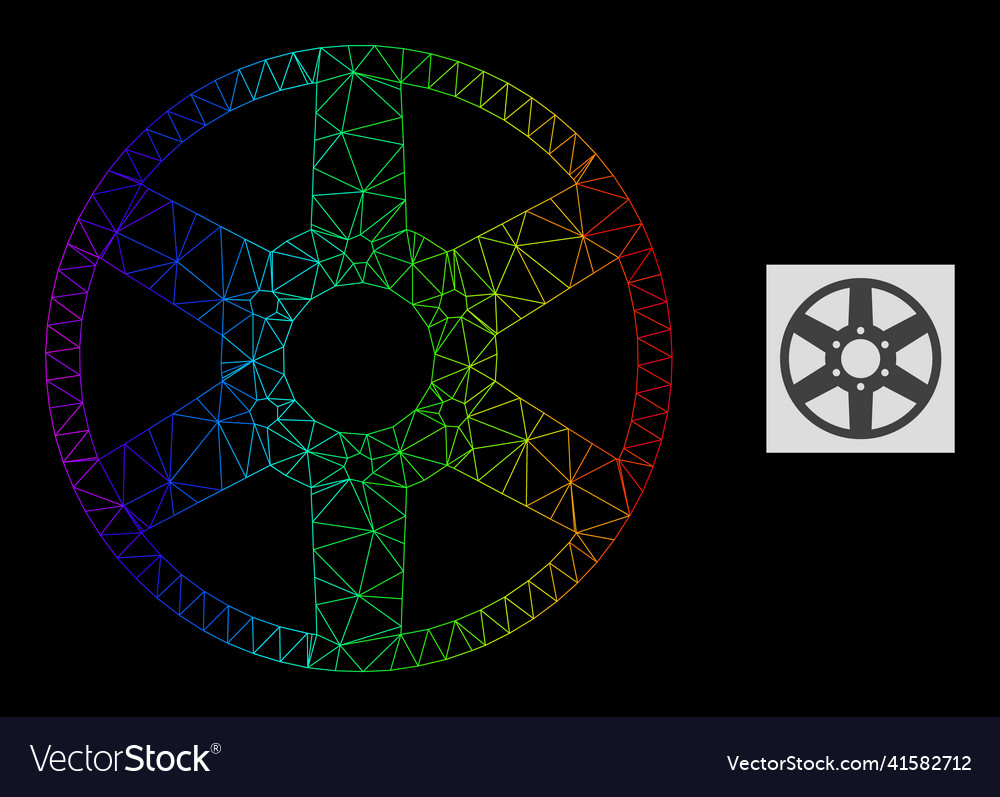 Rainbow gradiented polygonal mesh wheel icon