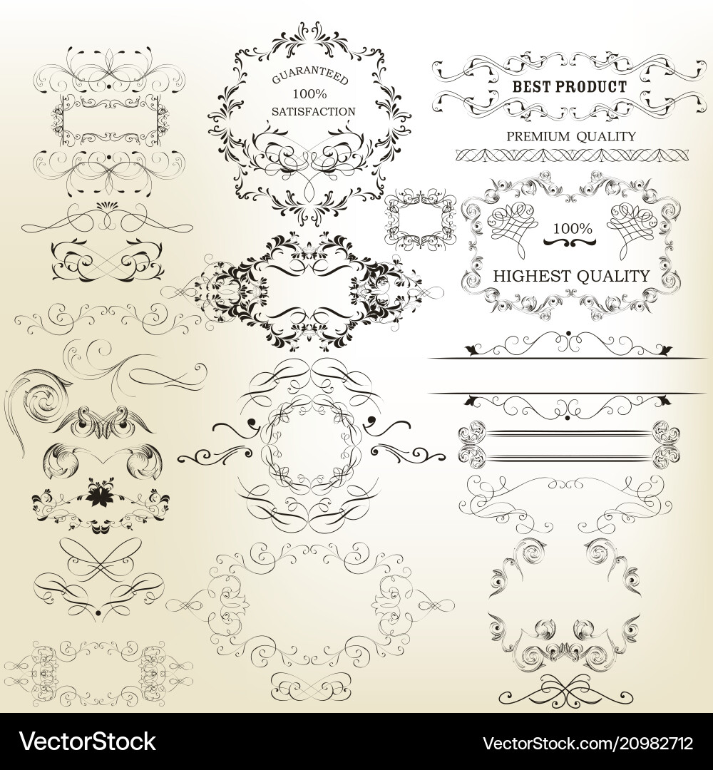 Set calligraphic elements for design Royalty Free Vector