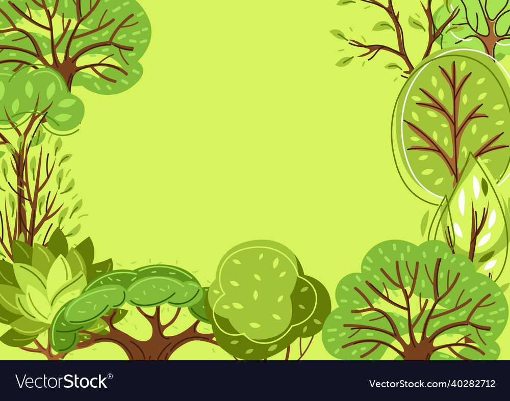 Set of spring or summer abstract stylized trees