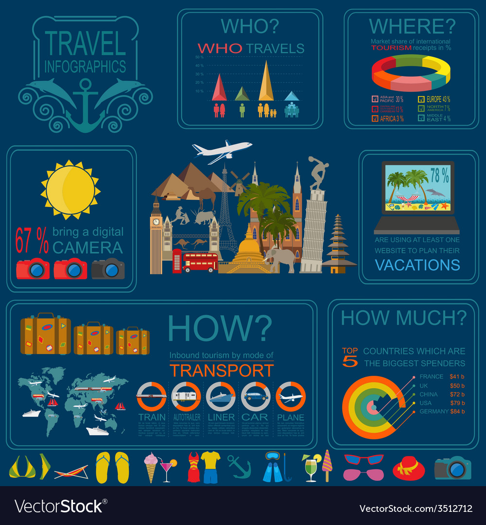 Travel vacations beach resort infographics