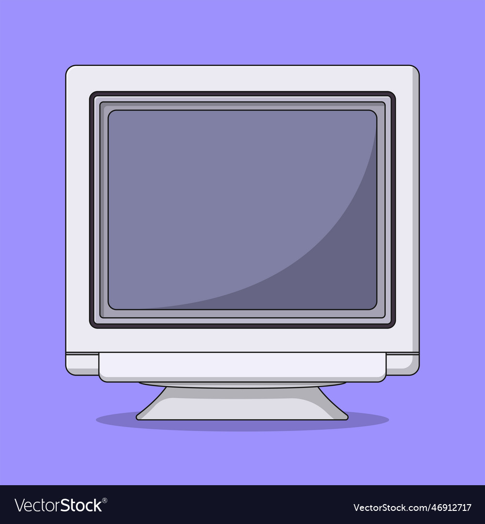 Crt monitor icon with outline for design element Vector Image