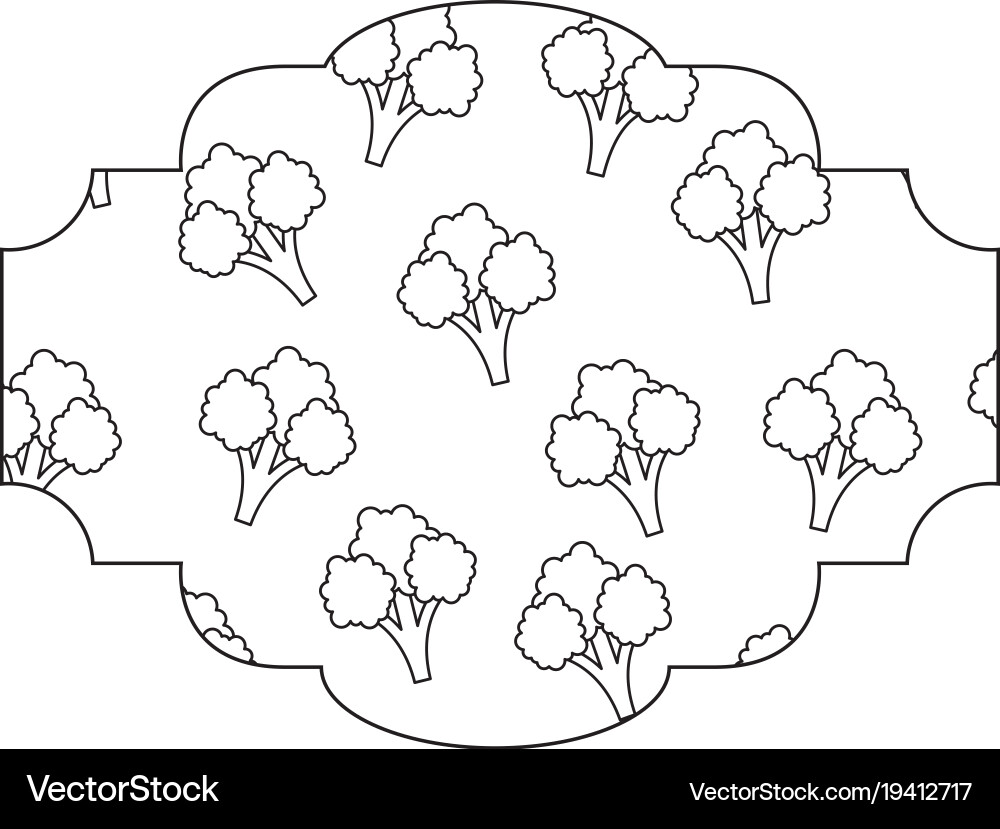 Frame with broccoli pattern background Royalty Free Vector